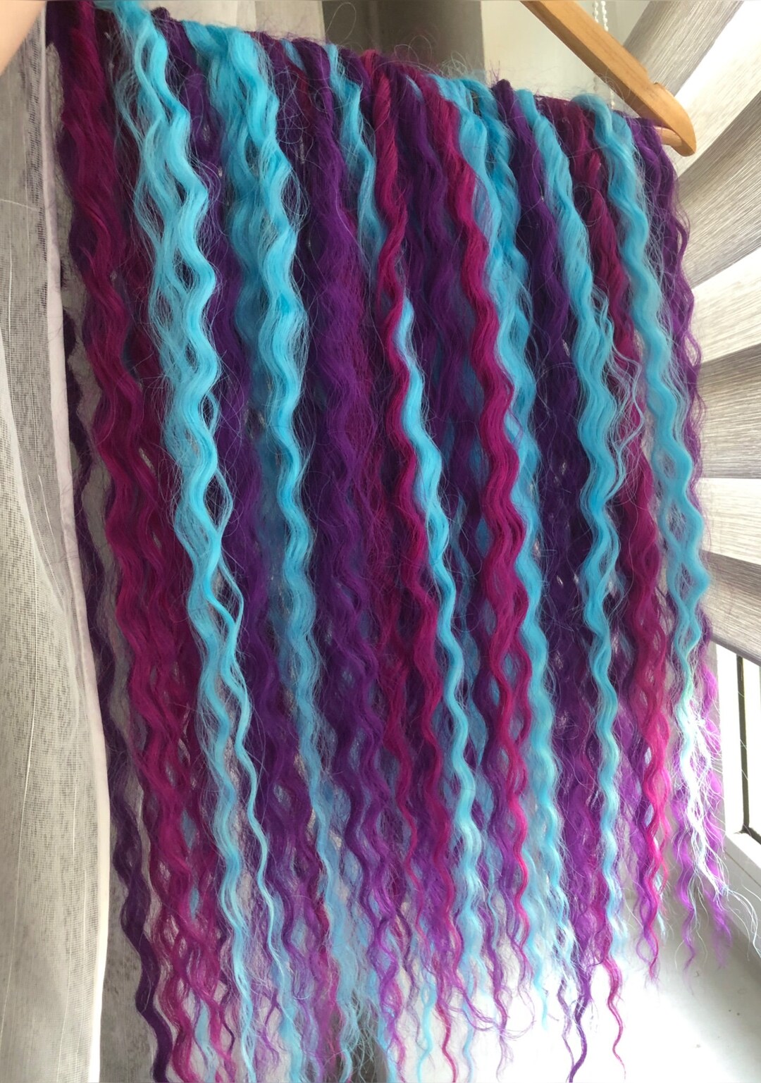 Wave Dreads Pink Violet Blue Dreads DE Dreads Curly Hair Etsy