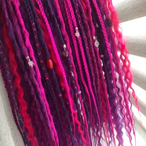 Violet pink wave dreads, Bupmy dreads, Crochet dreadlocks, Mix dreads and braids