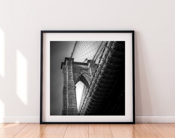 New York Wall Art | Brooklyn Bridge  | Square Print | Black and White | Original Photography Print | Home Decor