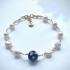 Pearl Conta di Ojo Bracelet l June Birthstone I Bridal Jewelry l Cape Verdean