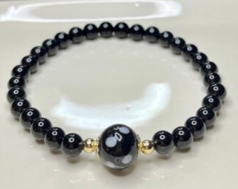 Black Onyx + Conta di Ojo Stretch Bracelet