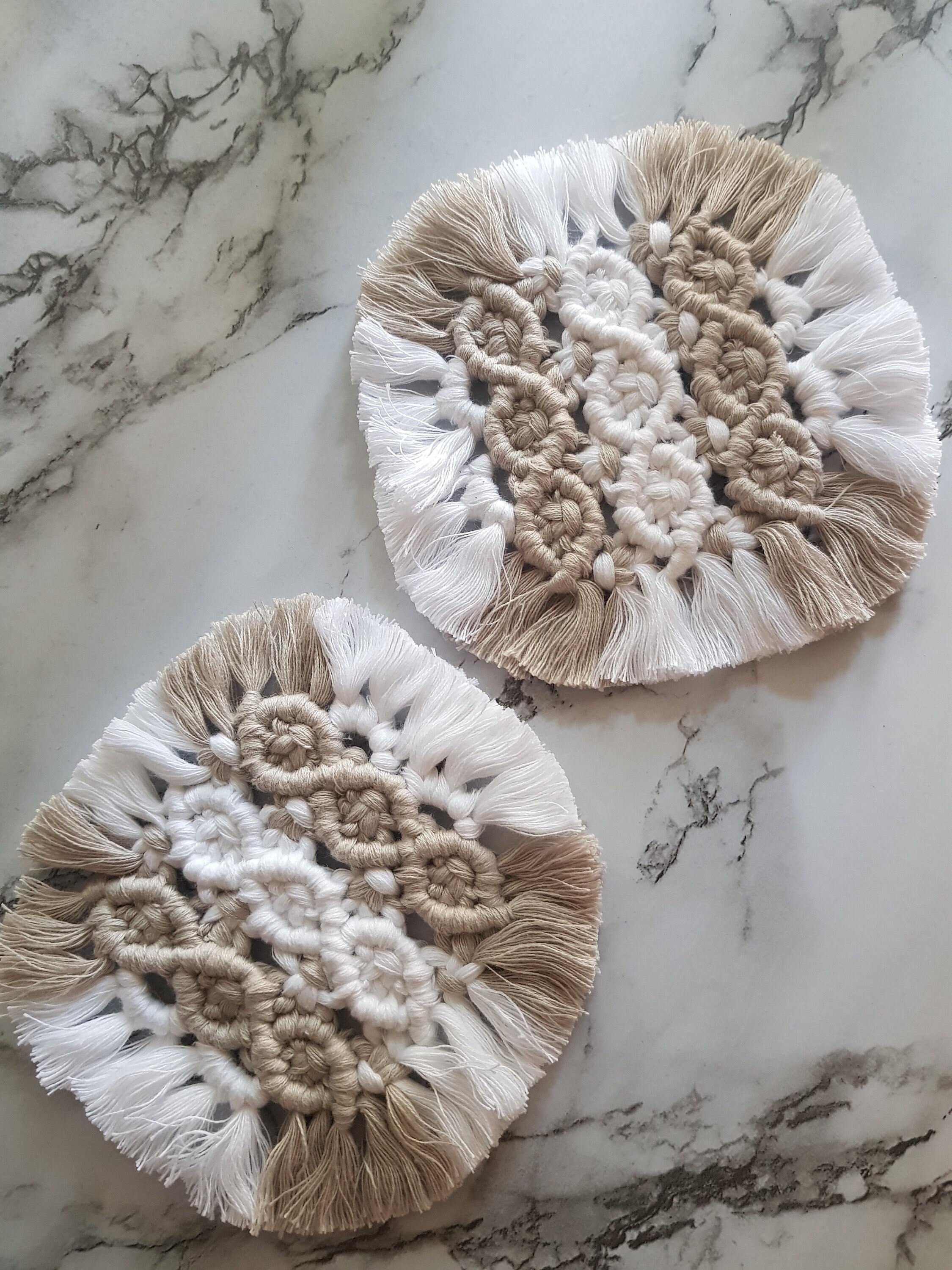 Macrame Square Coaster Set Boho coasters Bohemian Home Etsy