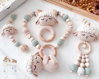 Cadena de cochecito cadena de chupete con nombre Maxicosi colgante sonajero conjunto personalizado/regalo de nacimiento individual baby shower baby shower