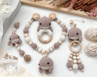 Cadena de cochecito cadena de chupete con nombre Maxicosi colgante sonajero conjunto personalizado/regalo de nacimiento individual baby shower baby shower