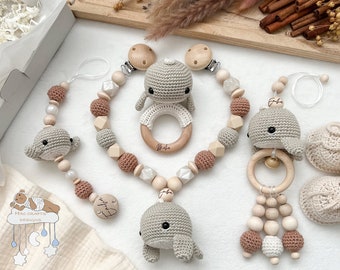 Cadena de cochecito cadena de chupete con nombre Maxicosi colgante sonajero conjunto personalizado/regalo de nacimiento individual baby shower baby shower