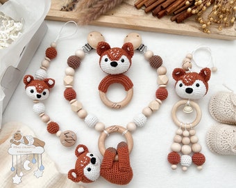 Cadena de cochecito cadena de chupete con nombre Maxicosi colgante sonajero conjunto personalizado/regalo de nacimiento individual baby shower baby shower
