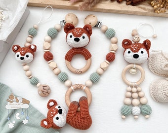 Cadena de cochecito cadena de chupete con nombre Maxicosi colgante sonajero conjunto personalizado/regalo de nacimiento individual baby shower baby shower