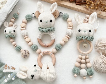 Cadena de cochecito cadena de chupete con nombre Maxicosi colgante sonajero conjunto personalizado/regalo de nacimiento individual baby shower baby shower