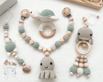 Cadena de cochecito cadena de chupete con nombre Maxicosi colgante sonajero conjunto personalizado/regalo de nacimiento individual baby shower baby shower