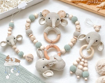 Cadena de cochecito cadena de chupete con nombre Maxicosi colgante sonajero conjunto personalizado/regalo de nacimiento individual baby shower baby shower