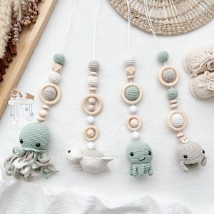 Jellyfish Octopus Whale Turtle Natural Tones Value Set Baby Gym Birth Gift Baptism Mother&#39;s Gift Baby Shower Play Arch Pendant Play Trapeze