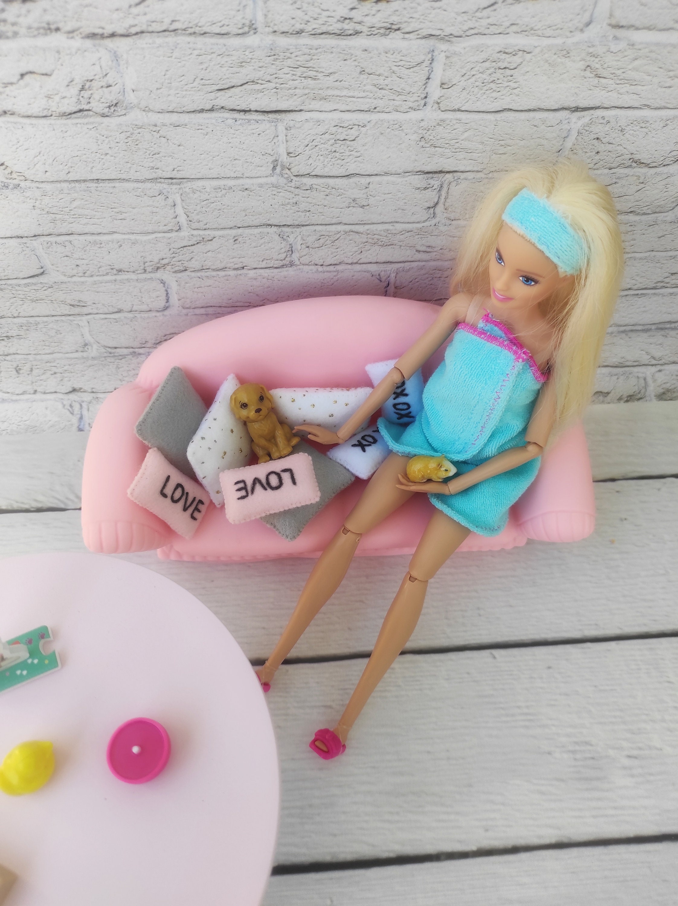 Pillow set for doll Barbie Doll bedding Barbie accessories Etsy