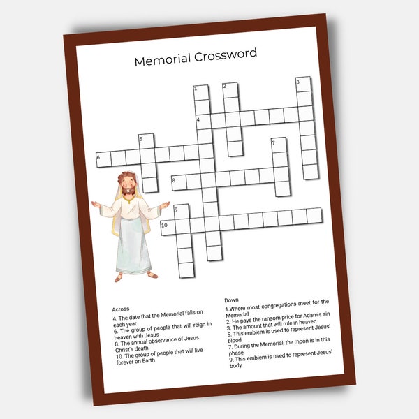 JW Memorial Crossword Puzzle