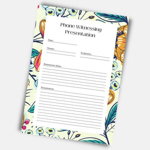 Telephone Witnessing Presentation Worksheet -  Floral