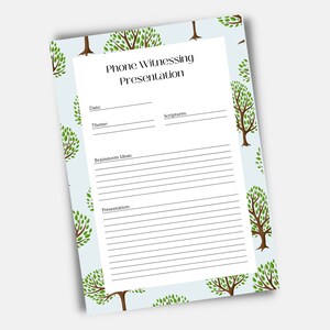 Telephone Witnessing Presentation Worksheet - Trees