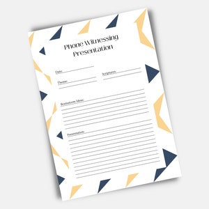 Telephone Witnessing Presentation Worksheet - Geometric