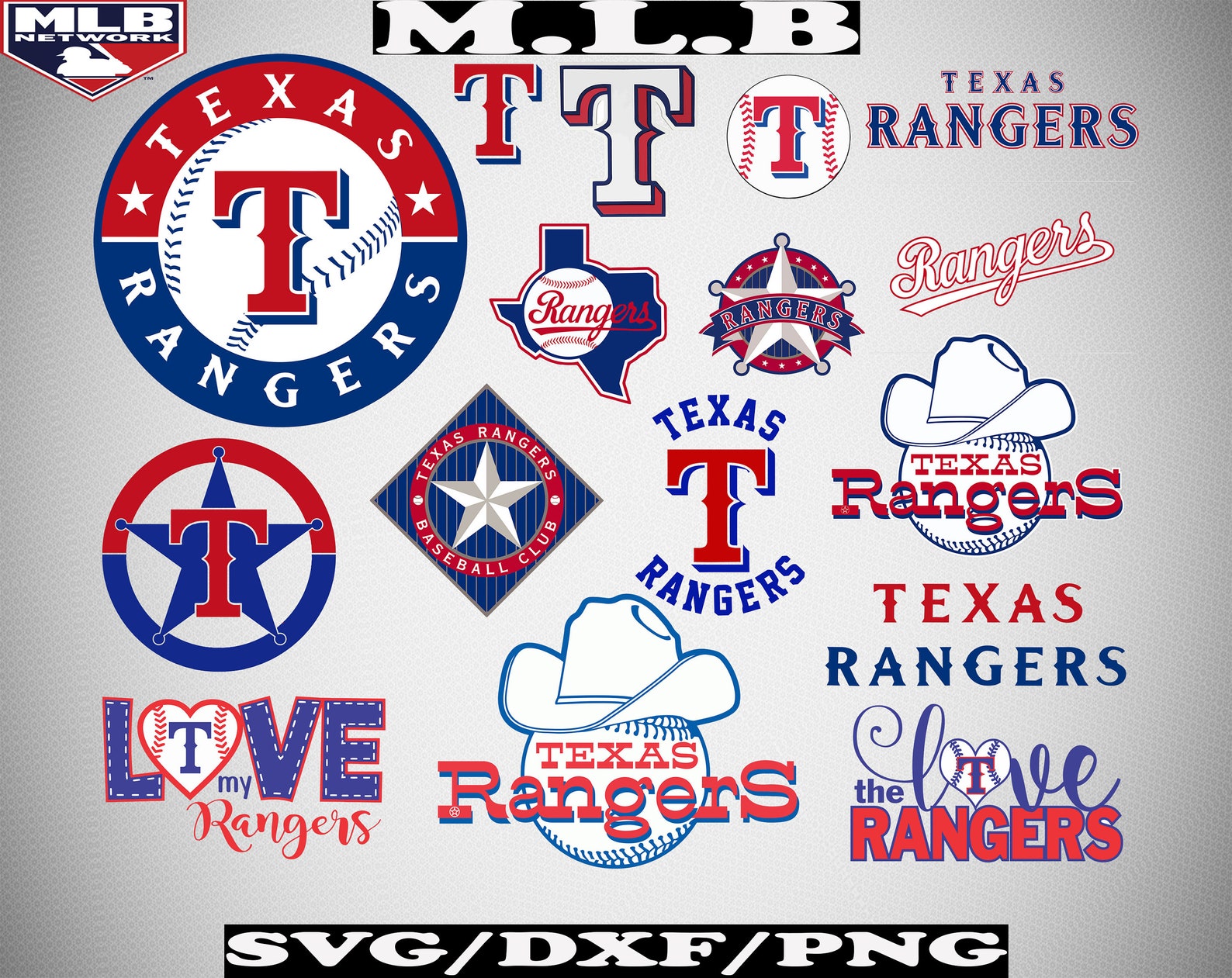 Texas Rangers svg MLB Logo svg dxf png Clipart Baseball Etsy