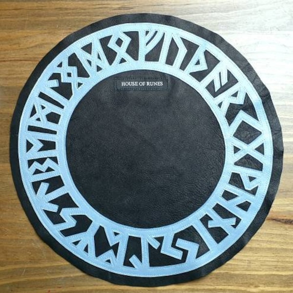 CIRCLE of RUNES || magic rune circle and protection symbol, XXL patch / patch in light blue and black