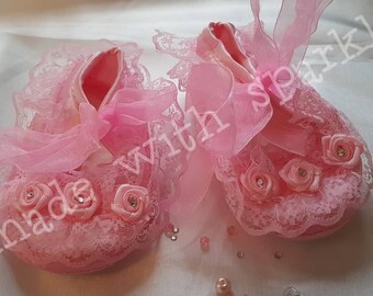 red sparkly baby shoes