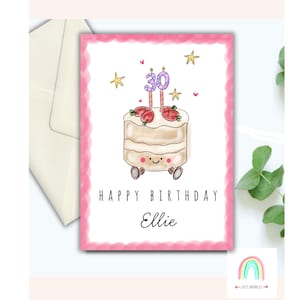 Carte Jellycat, carte de gâteau d'anniversaire, carte d'anniversaire, personnalisée