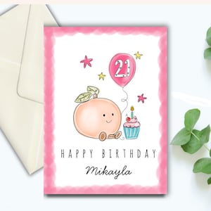 Carte jellycat pêche, carte d'anniversaire, personnalisée