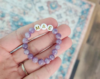 Purple Baby Bracelet, Baby Name Bracelets, Pink Baby Bracelet, Beaded Baby Bracelet, Custom baby jewelry, Personalized Name Bracelet