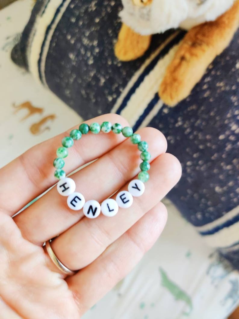 Boy Toddler Bracelet Boy Name Braceletcustom Name Bead Etsy