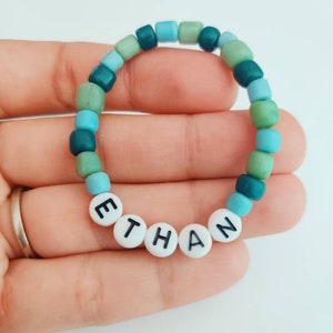 Boy Name Bracelet, Baby Boy Gift, Toddler Bracelet, big brother gift, shower gifts for boys, Boy Identifier, Twin Boys Name bracelets blue Blues