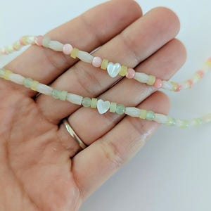 Bead Heart Necklaces for Girls, 14k gold filled girl gift, Little Girl heart Necklace, Bead Necklaces,  birthday gift, summer jewelry