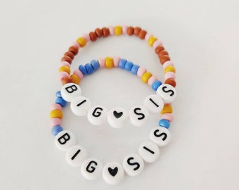 Big Sis Bracelet, Big sis announcement, Big sis Jewelry, New baby Announcement, Big sis jewelry Bead Big sis bracelet, Big Sister Bangle