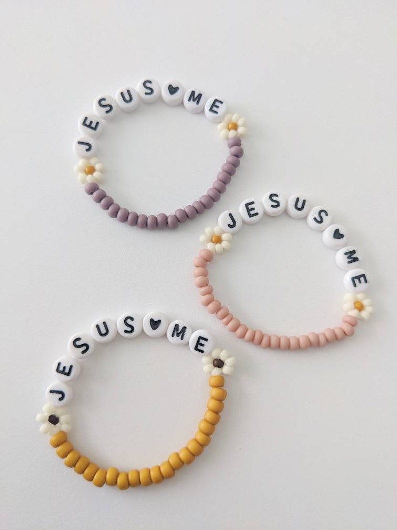 Jesus Loves Me Bracelet for Kids, Girl Identity in Christ Bracelet, Baptism Bracelets for Girls, Baby, Toddler Christian kids Gifts Heart image 3