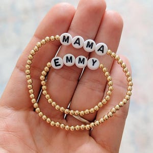 14k Gold Filled Name Bracelet, Mommy and me matching Bracelets, Gold Bead jewelry for kids, Mothers day gift, custom gift, quality gift,