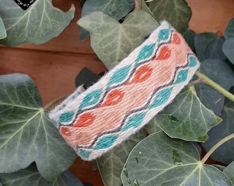Nature Aube bracelet, tablet weaving, linen, hand-woven