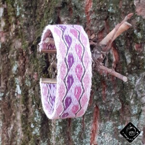 Bracelet Nature Crépuscule, tissage aux tablettes, en lin , tissé à la main