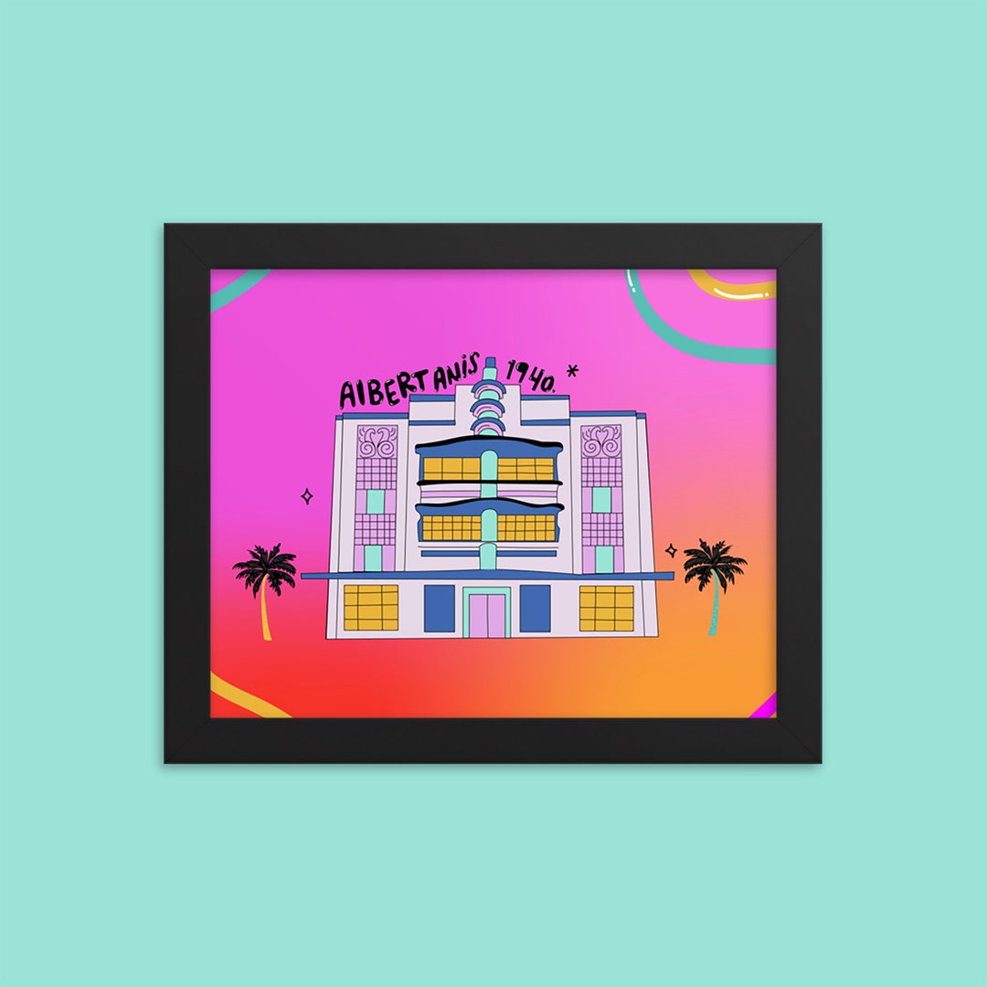 Miami Art Deco Building Print Miami Style Art Deco Etsy