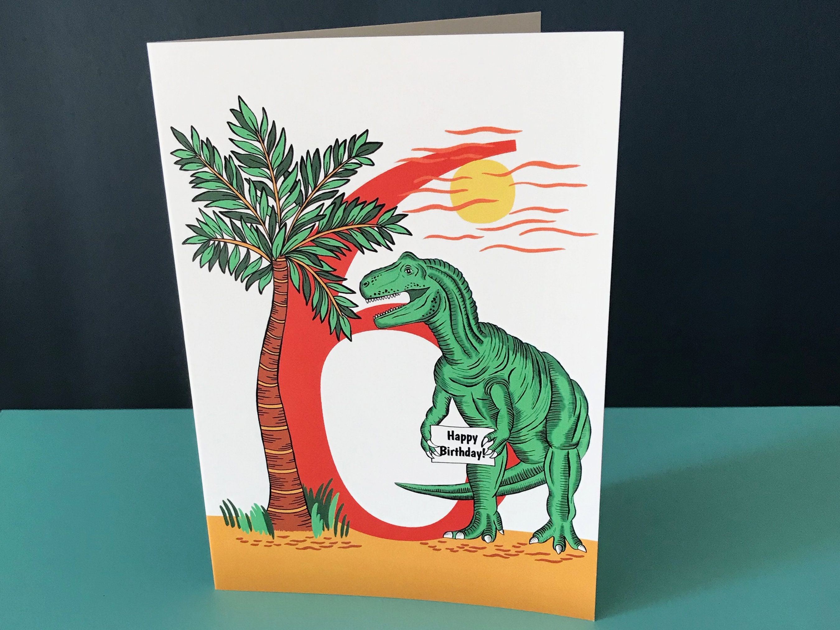 6th Birthday Card 6 Dinosaur Birthday Card Dinosaur Trex Etsy UK