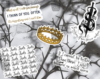 Cruel Prince Stickers | Folk of Air Series | Gift for Daughter | Gift for Readers | High Quality Vinyl Stickers| Bookish Collectables