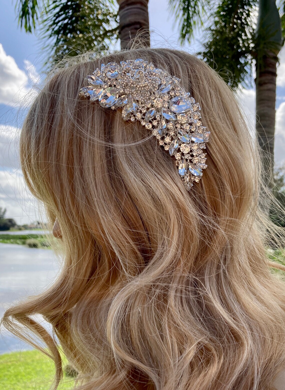 Bridal Crystal Hair Piece Wedding Rhinestone Headband Bridal Etsy