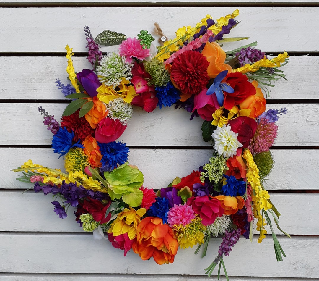 Stunning Yearround Wild Flower Multicoloured Wreath Etsy