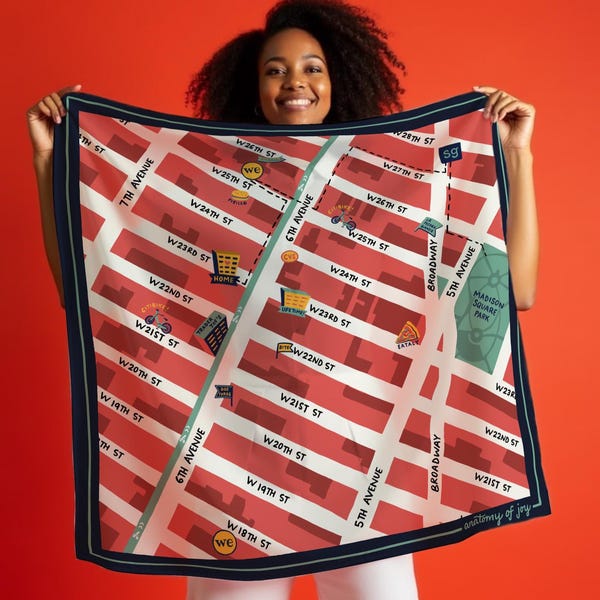 Custom Illustrated Map Scarf | Personalize with Your Special Places | Silk Story Scarf Unique Keepsake Gift | Housewarming Wedding Holidays