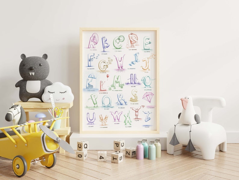 Alphabet Poster Printable Wall Art Meaningful ABCs Cute unique kids room playroom nursery decor Christmas family gift for niece nephew image 8