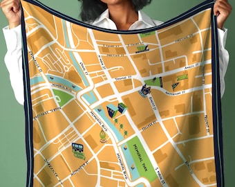 Custom Map Silk Scarf | Personalized Location Keepsake