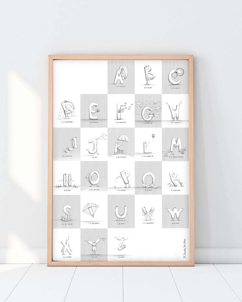 Alphabet Poster Printable Wall Art Meaningful ABCs Cute unique kids room playroom nursery decor Christmas family gift for niece nephew image 2