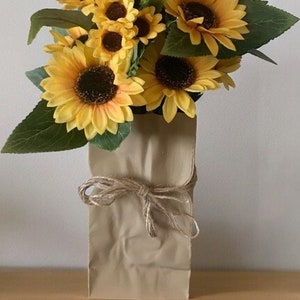 Vase de style sac en papier marron imprimé en 3D, vase décoratif, vase de mariage, vase rustique