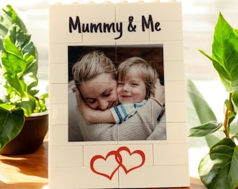 Mummy & Me Photo Block, Personalised Lego compatible Gift, Custom Building Block Photo Puzzle, Daddy and Me, Stepmom gift, Mama and Me
