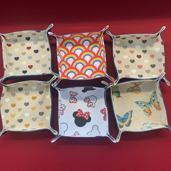 Hand made trinket trays, fabric trays, perfect gift for her or him