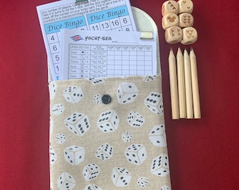 Handmade Dice Game Set: Laser Engraved, Travel Pouch