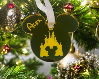 Personalized Mouse Christmas tree bauble, Ornament: Mirrored Bauble, Castle Decoration