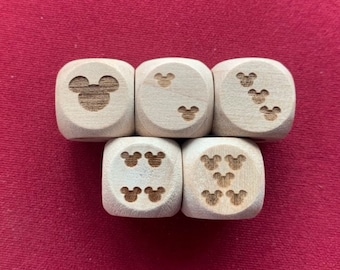 Mickey dice, fish extender, laser engraved dice game, DCL, dice tray