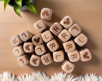 Handmade Mickey Mouse Dice, custom Laser Engraved Wooden Dice Game, DCL Fish Extender Gift